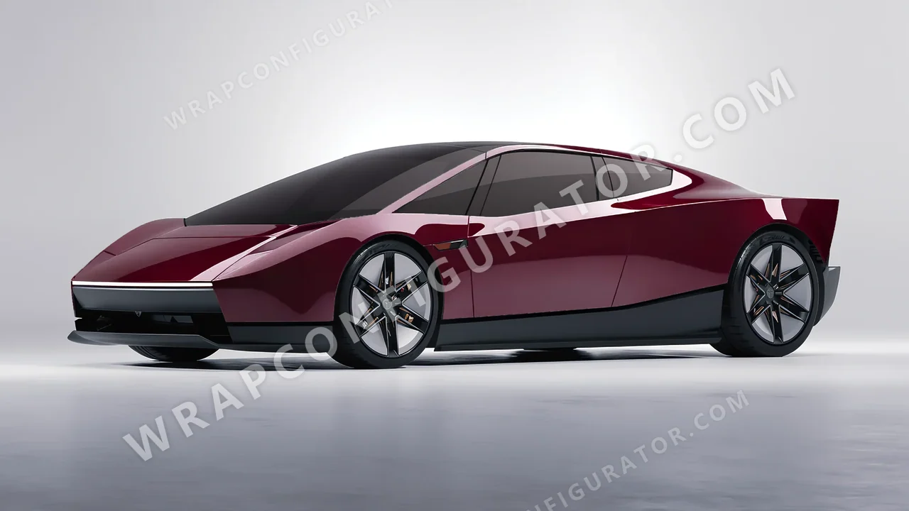 Red Tesla Roadster 2026 wrapped in ORACAL Purple Red 970RA-026G