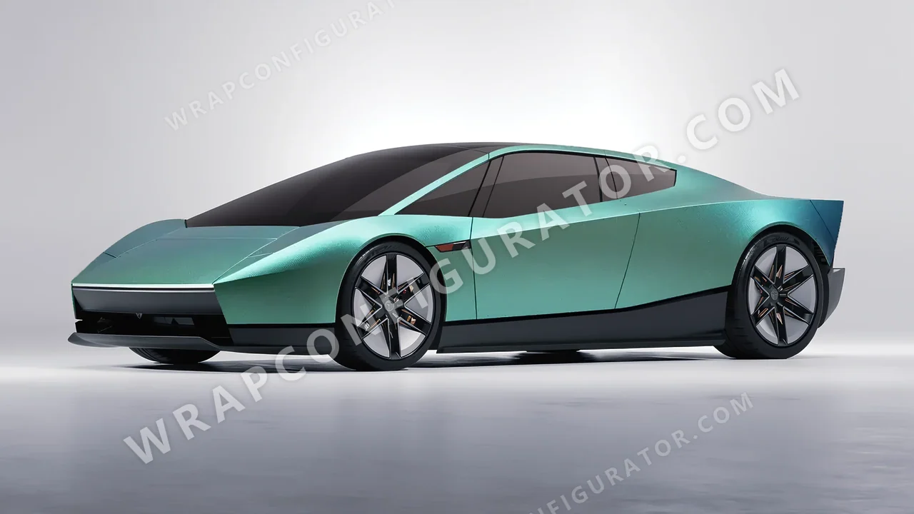 White Tesla Roadster 2026 wrapped in KPMF Arctic Borealis K75509