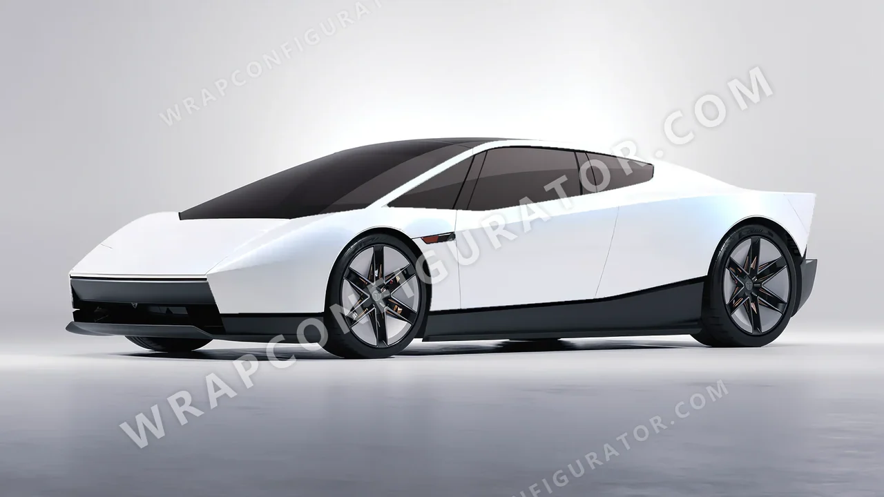 White Tesla Roadster 2026 wrapped in KPMF Blue White Pearlescent K75484
