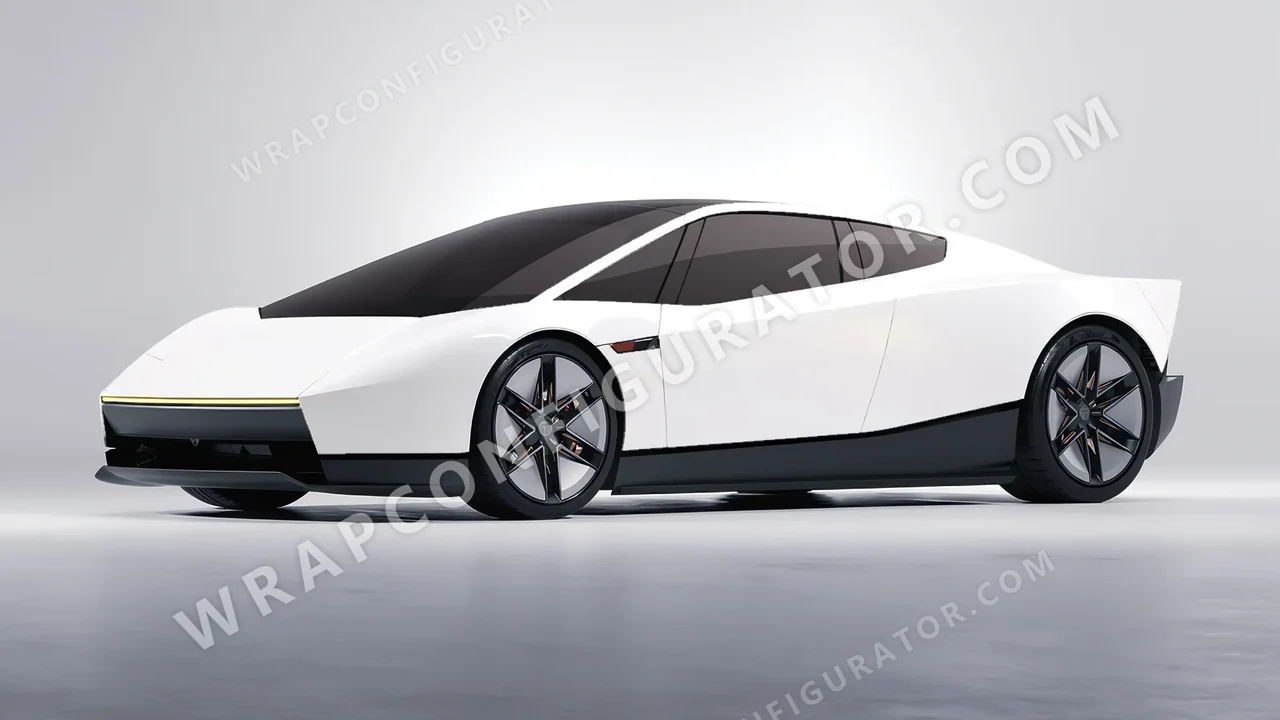 White Tesla Roadster 2026 wrapped in KPMF Gold White Starlight K75472