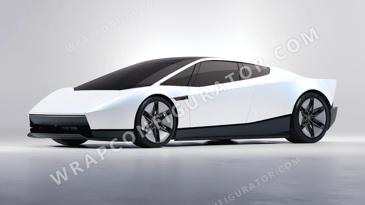 White Tesla Roadster 2026 wrapped in KPMF Matt Blue White Pearlescent K75584
