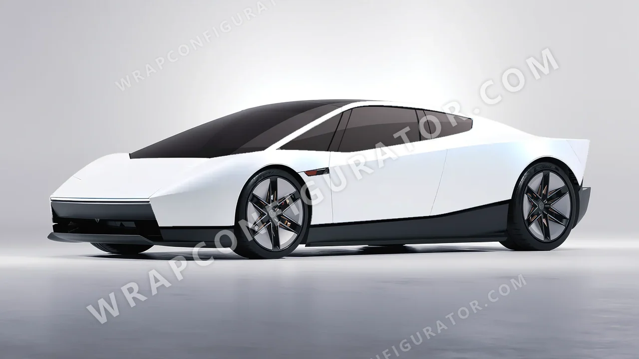 White Tesla Roadster 2026 wrapped in KPMF Matt Pacific Blue White Starlight K75576