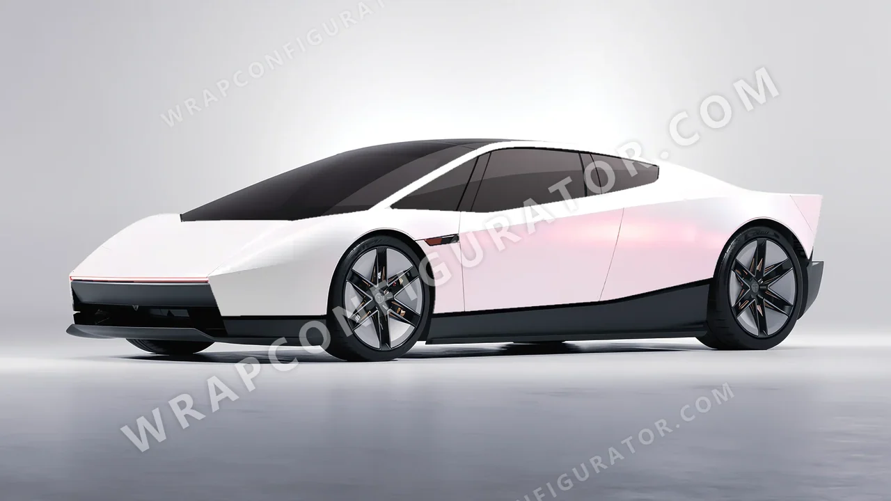 White Tesla Roadster 2026 wrapped in KPMF Matt Pink White Starlight K75574