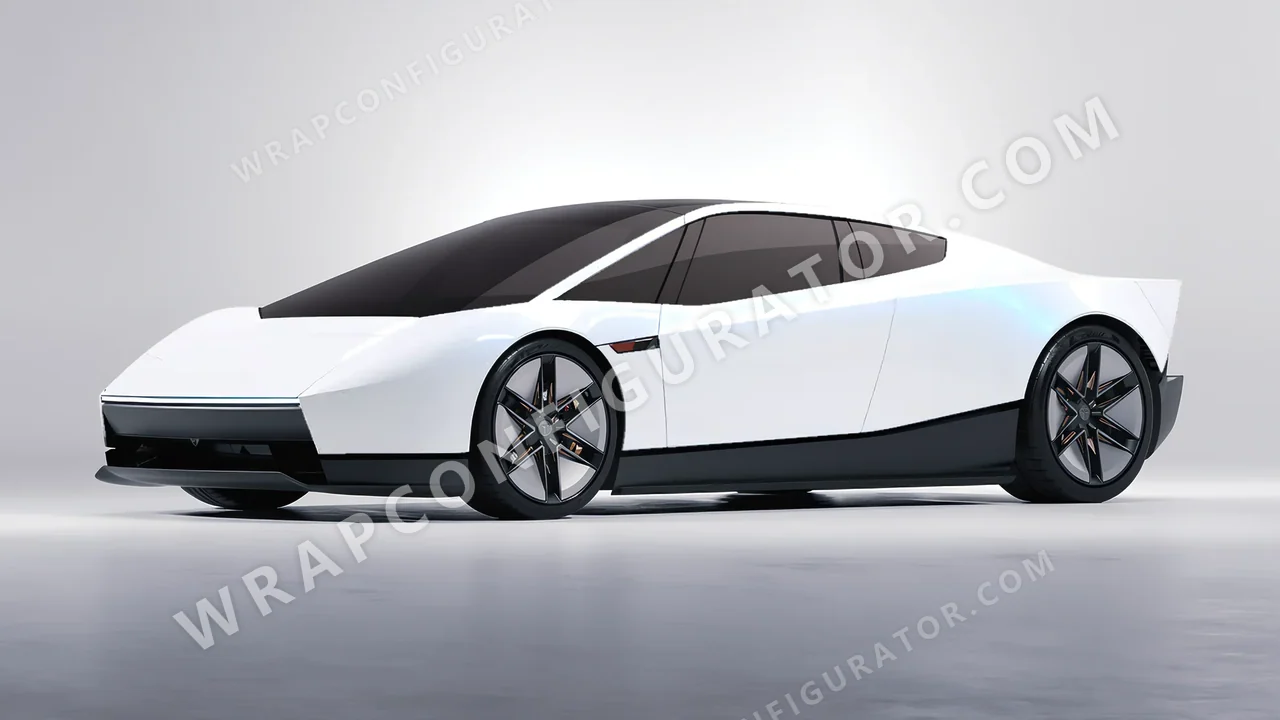 White Tesla Roadster 2026 wrapped in KPMF Pacific Blue White Starlight K75476
