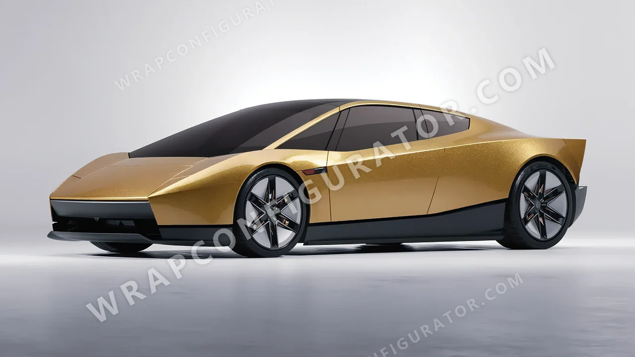 Yellow Tesla Roadster 2026 wrapped in Avery Dennison Gold SW900-215-M