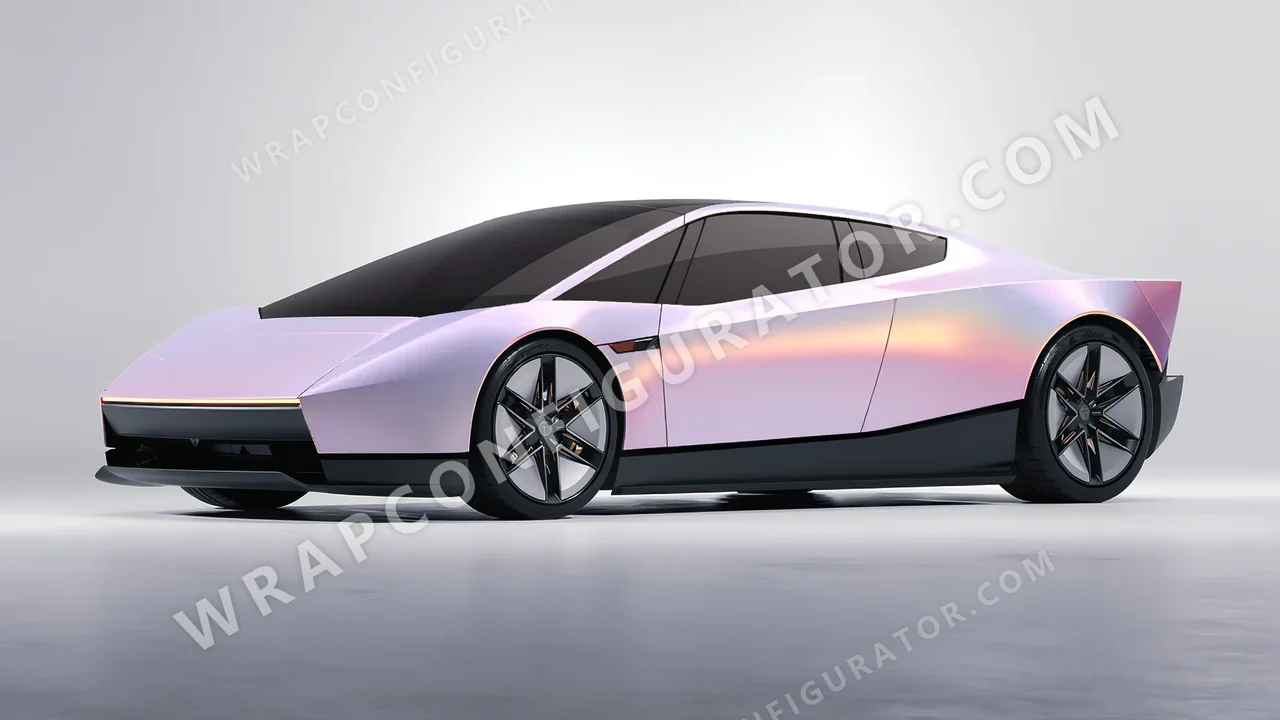 Yellow Tesla Roadster 2026 wrapped in Colourshield PPF by HyperPro Purple/Pink/Gold CGM20-P
