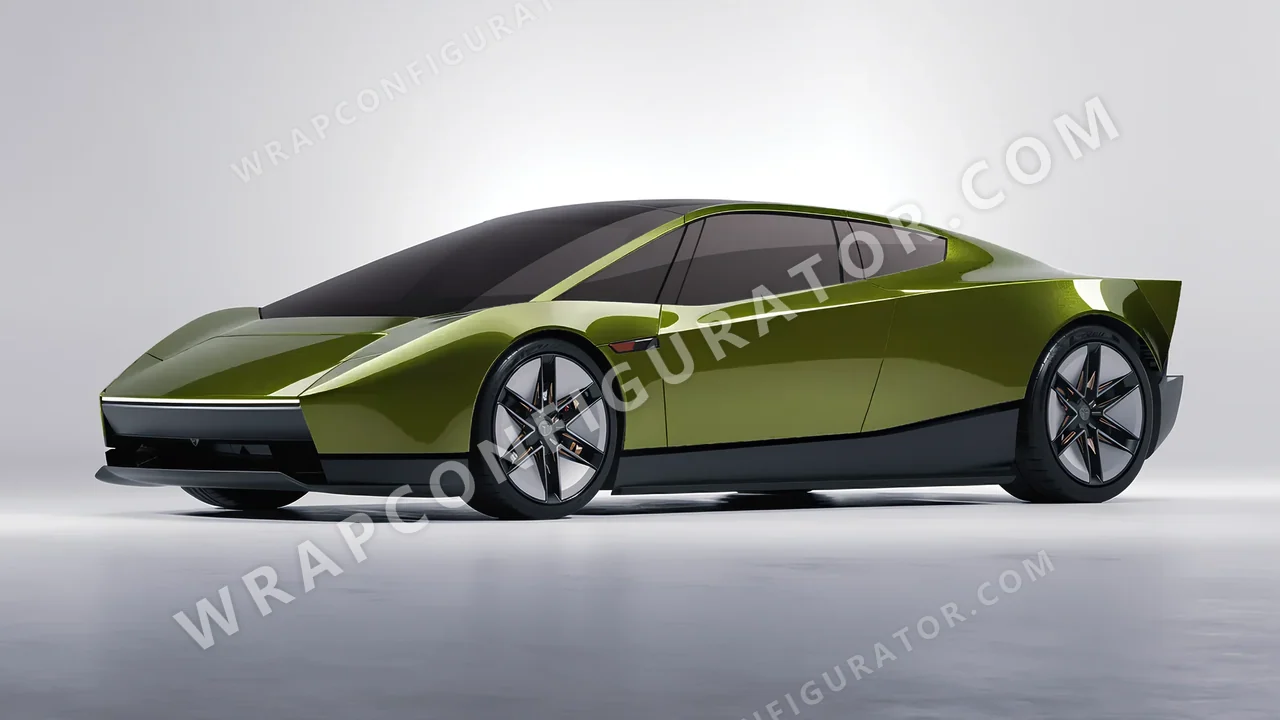 Yellow Tesla Roadster 2026 wrapped in KPMF Verde Solaris K75439