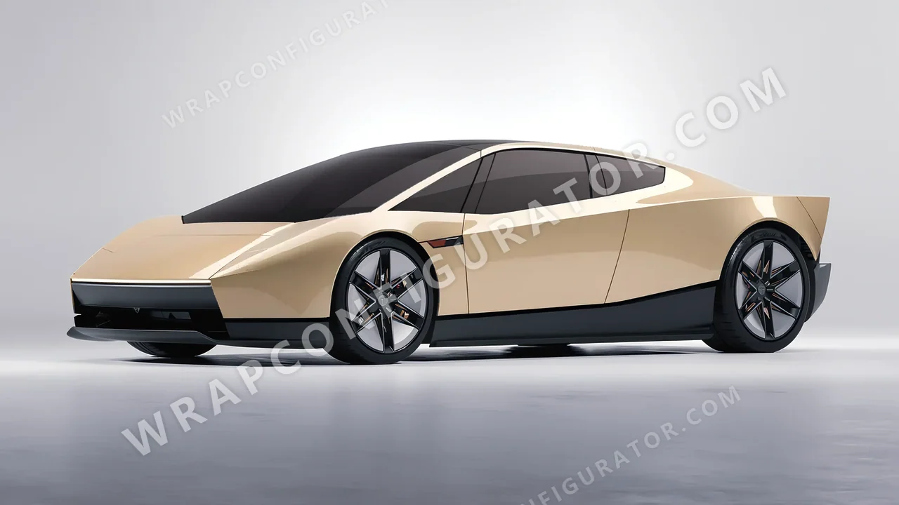 Yellow Tesla Roadster 2026 wrapped in ORACAL Pyrite 970RA-926G