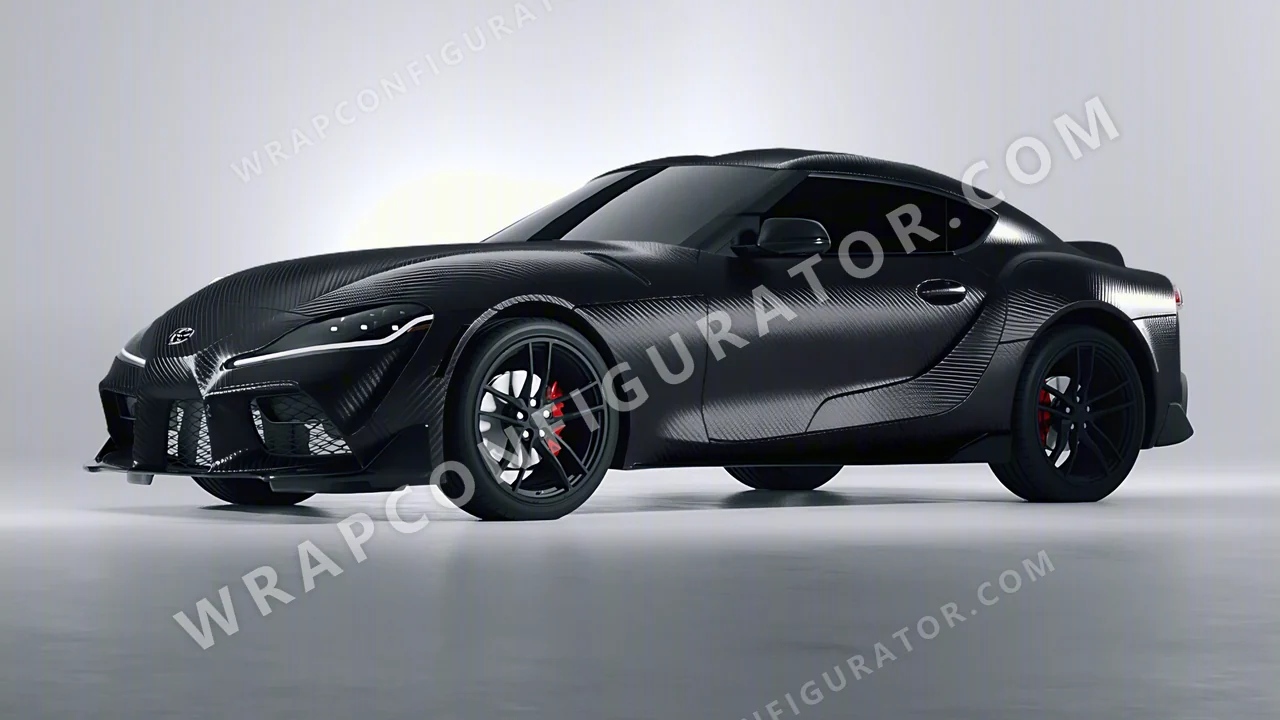 Black Toyota Supra GR 2020 wrapped in 3M Carbon Fiber Black CFS12