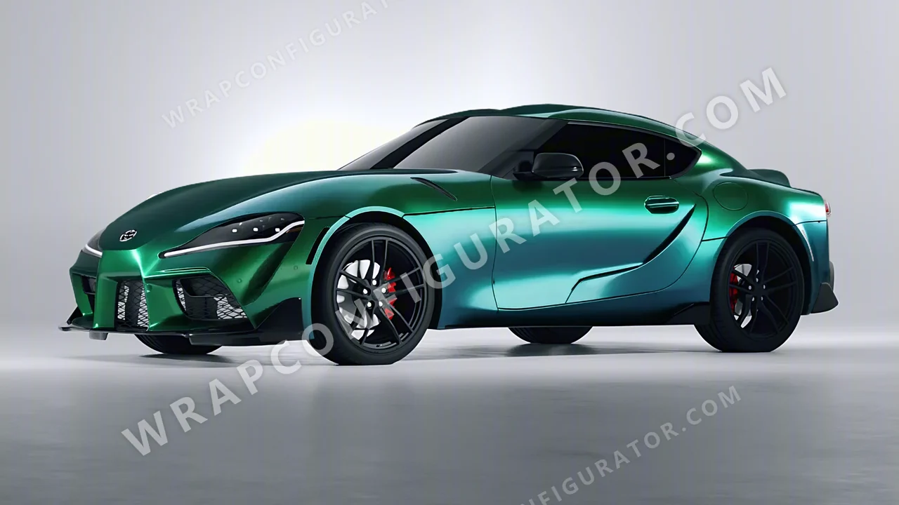 Black Toyota Supra GR 2020 wrapped in KPMF Green Black Iridescent K75460
