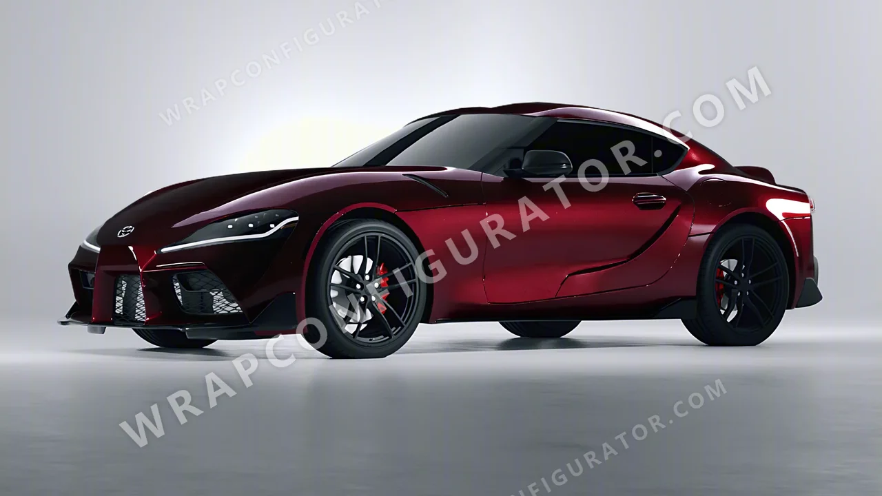 Black Toyota Supra GR 2020 wrapped in KPMF Midnight Crimson Bloom K75447