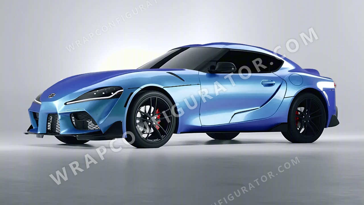 Black Toyota Supra GR 2020 wrapped in ORACAL Jetstream Blue 970RA-963G