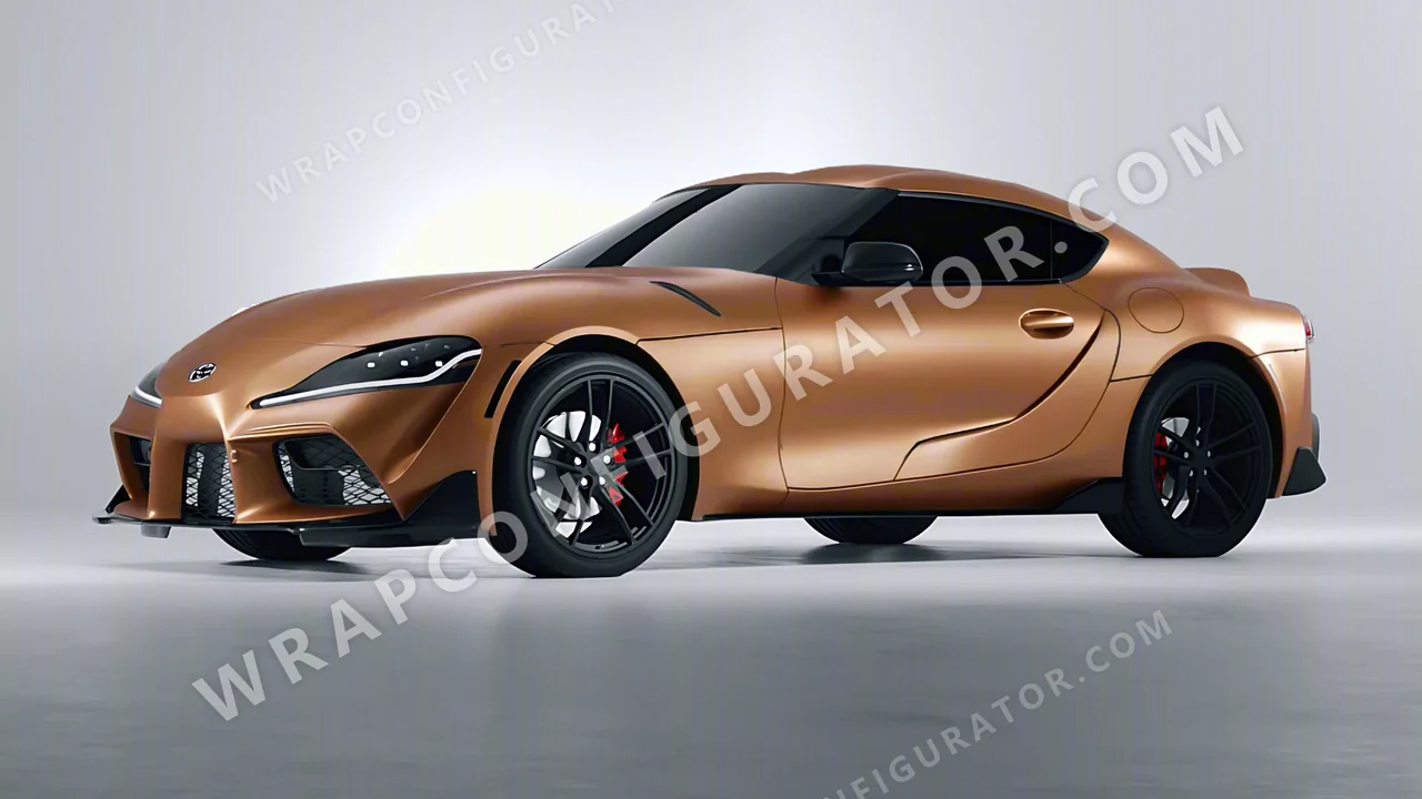 Brown Toyota Supra GR 2020 wrapped in 3M Satin Caramel Luster SP59