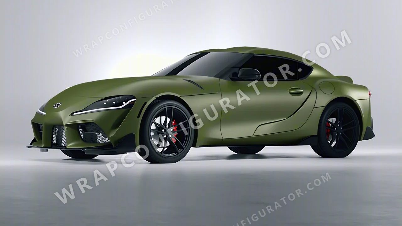 Green Toyota Supra GR 2020 wrapped in 3M Matte Military Green M26