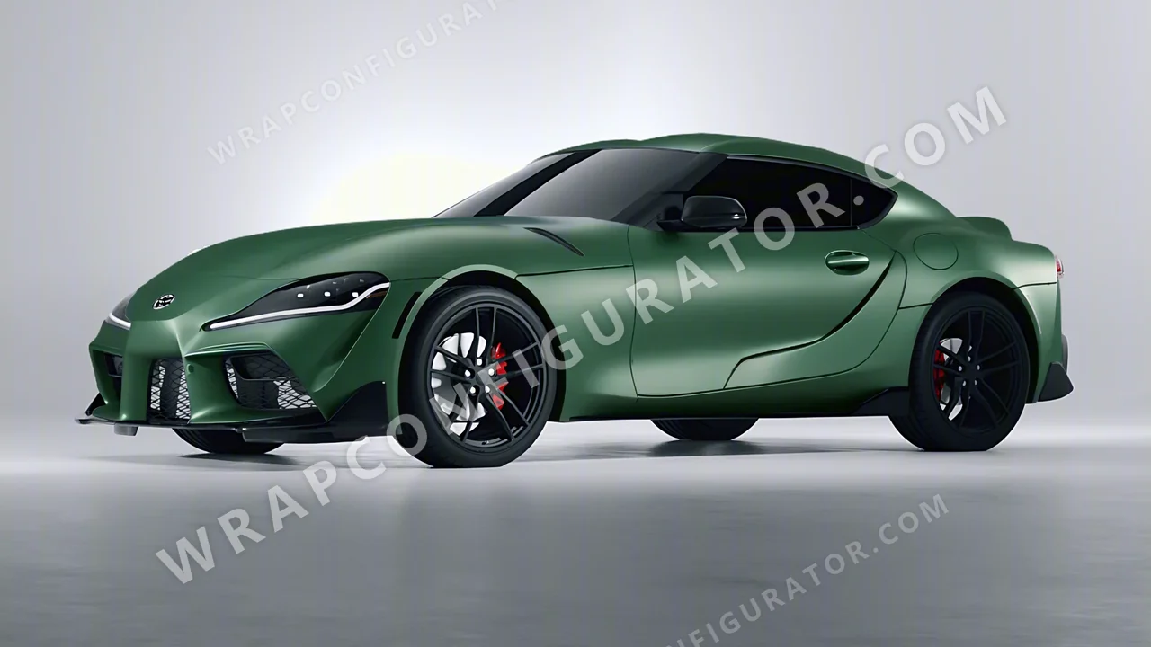Green Toyota Supra GR 2020 wrapped in 3M Matte Pine Green Metallic M206