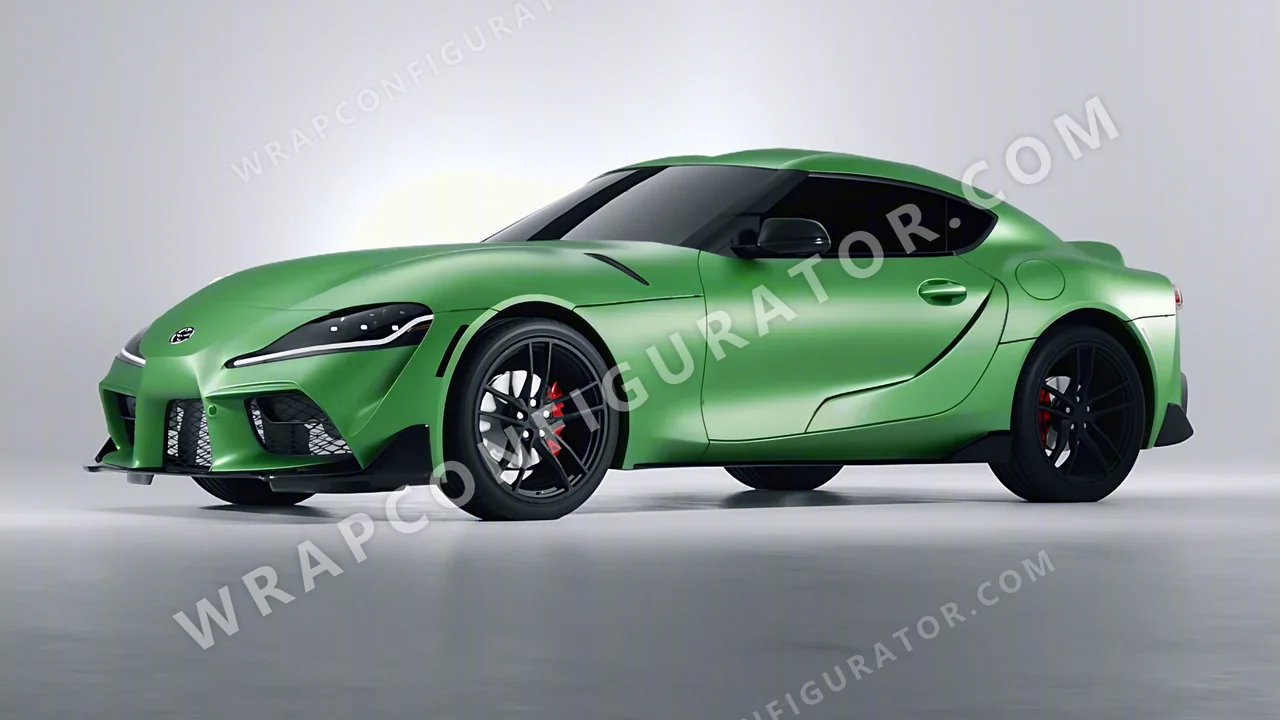 Green Toyota Supra GR 2020 wrapped in 3M Satin Apple Green S196