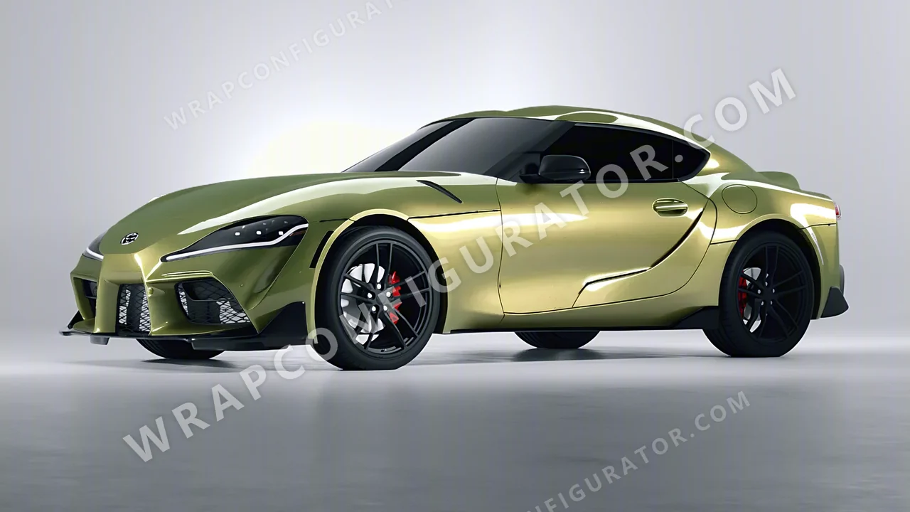 Green Toyota Supra GR 2020 wrapped in Inozetek Dynamic PPF Golden Green DPPF929