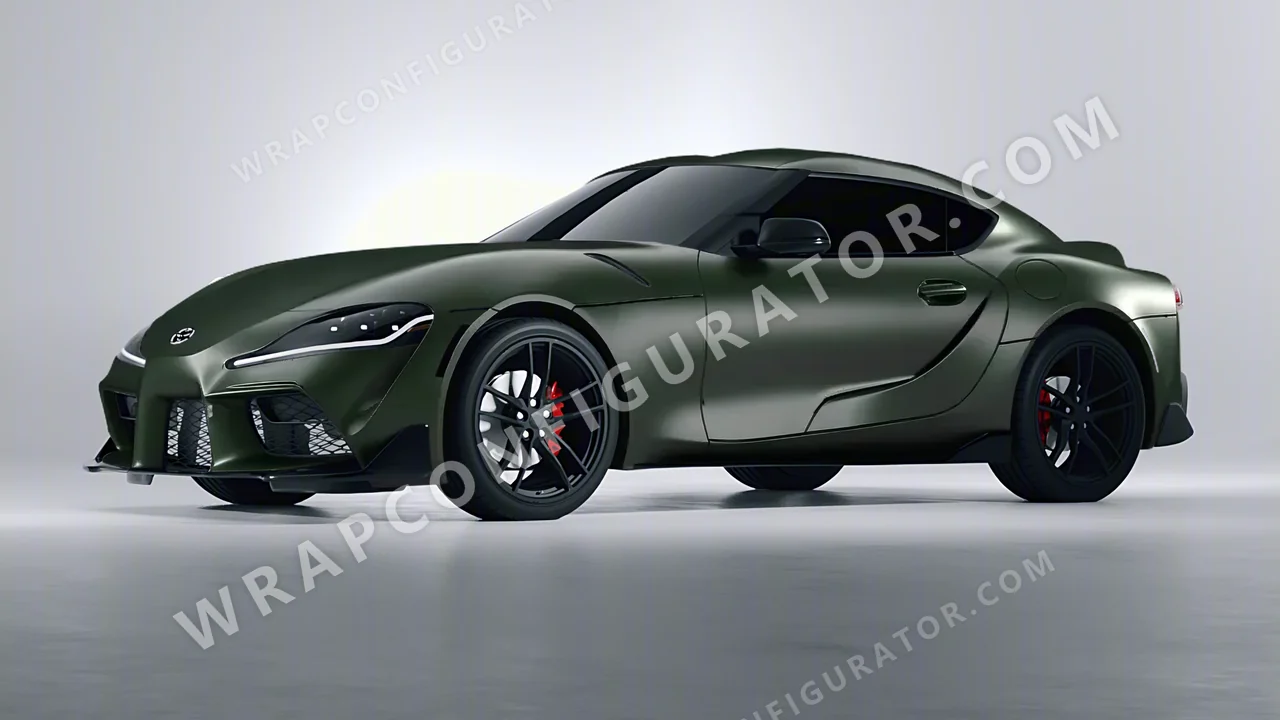 Green Toyota Supra GR 2020 wrapped in Inozetek Dynamic PPF Midnight Moss DPPF804