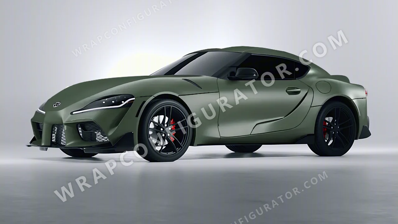 Green Toyota Supra GR 2020 wrapped in KPMF Matt Platinum Dark Sage K75560