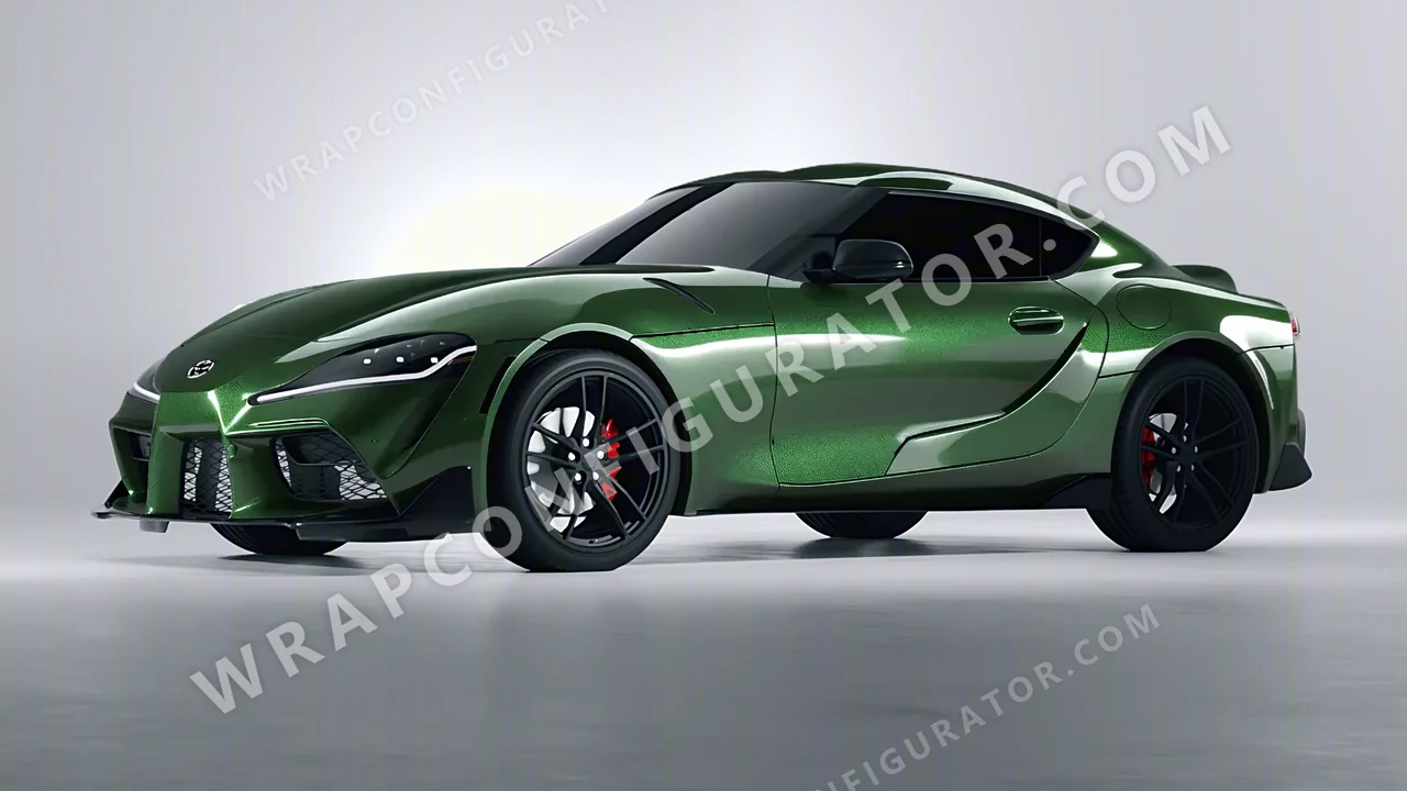 Green Toyota Supra GR 2020 wrapped in ORACAL Fir Green 970RA-677G