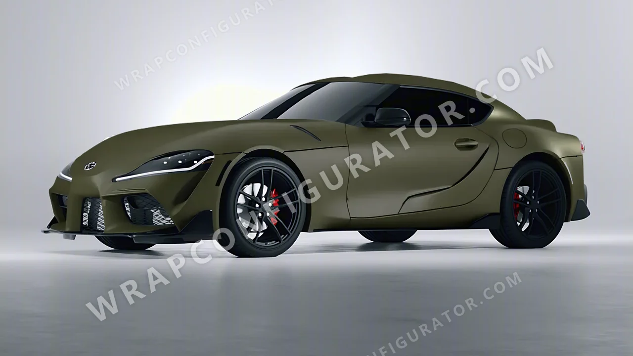 Green Toyota Supra GR 2020 wrapped in ORACAL Nato Olive 970RA-285M
