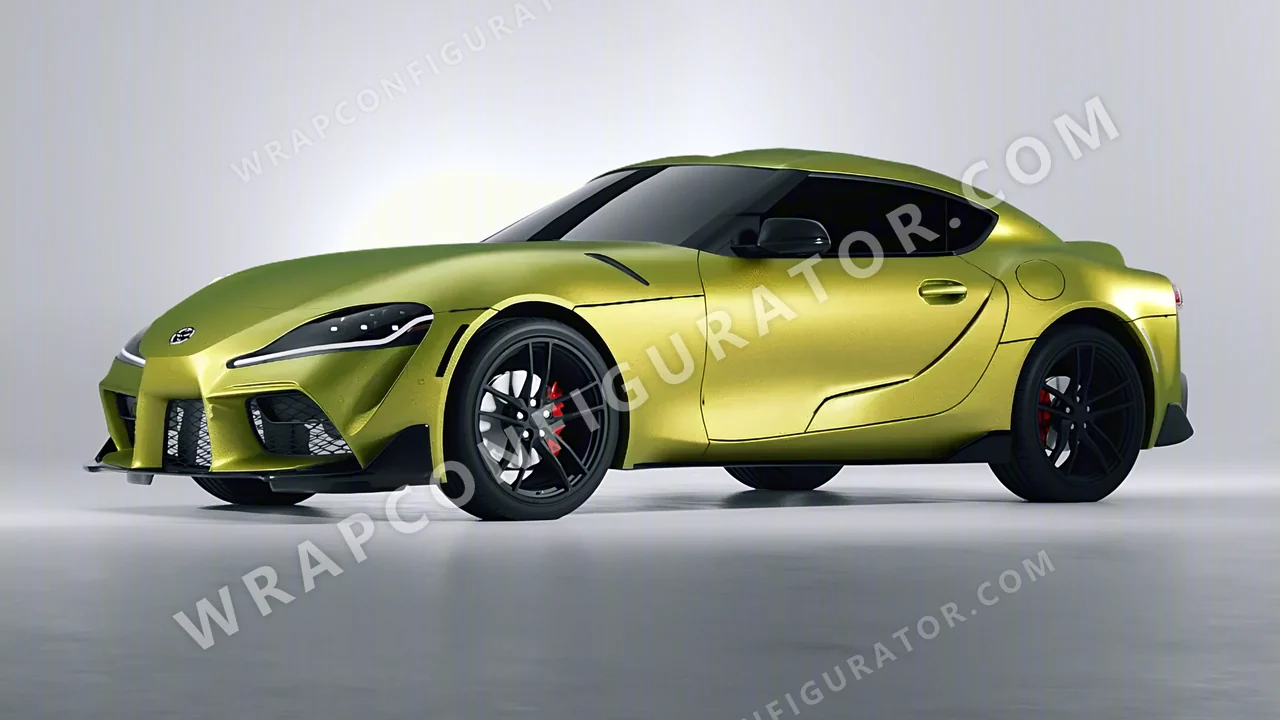 Grey Toyota Supra GR 2020 wrapped in KPMF Matt Iced Yellow Titanium K75534