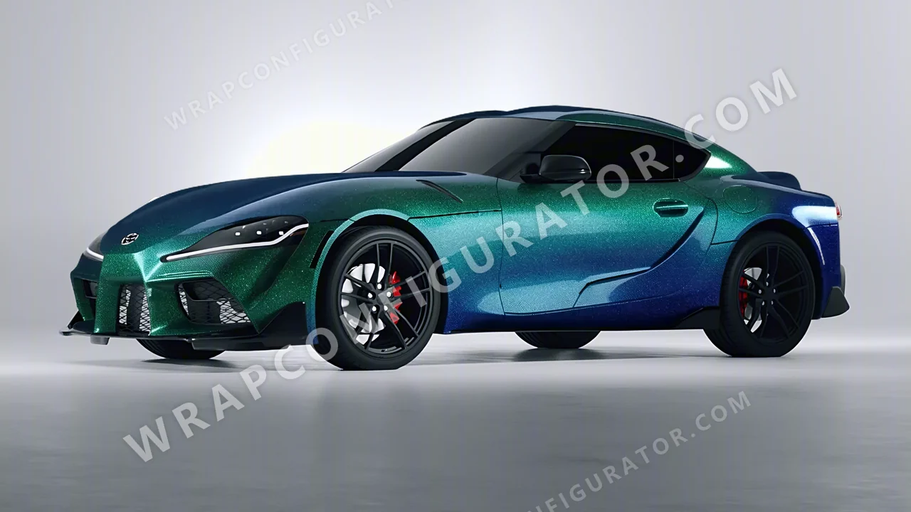 Grey Toyota Supra GR 2020 wrapped in ORACAL Thunderous Blue Green 970RA-851G