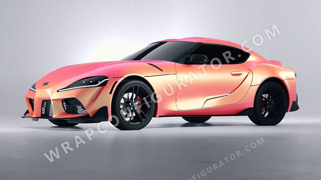 Orange Toyota Supra GR 2020 wrapped in 3M Electric Coral SP213