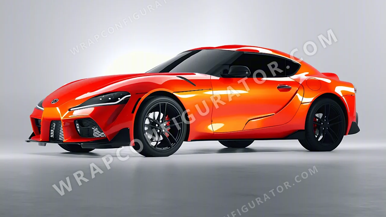 Orange Toyota Supra GR 2020 wrapped in Inozetek Dynamic PPF Student Driver Sungset Orange SD102