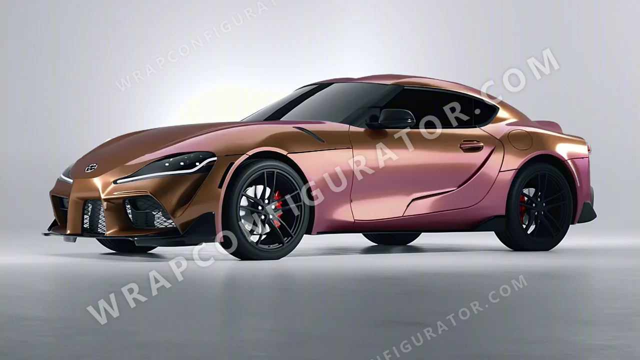 Orange Toyota Supra GR 2020 wrapped in ORACAL Gloss Aubergine Bronze 970RA-990G