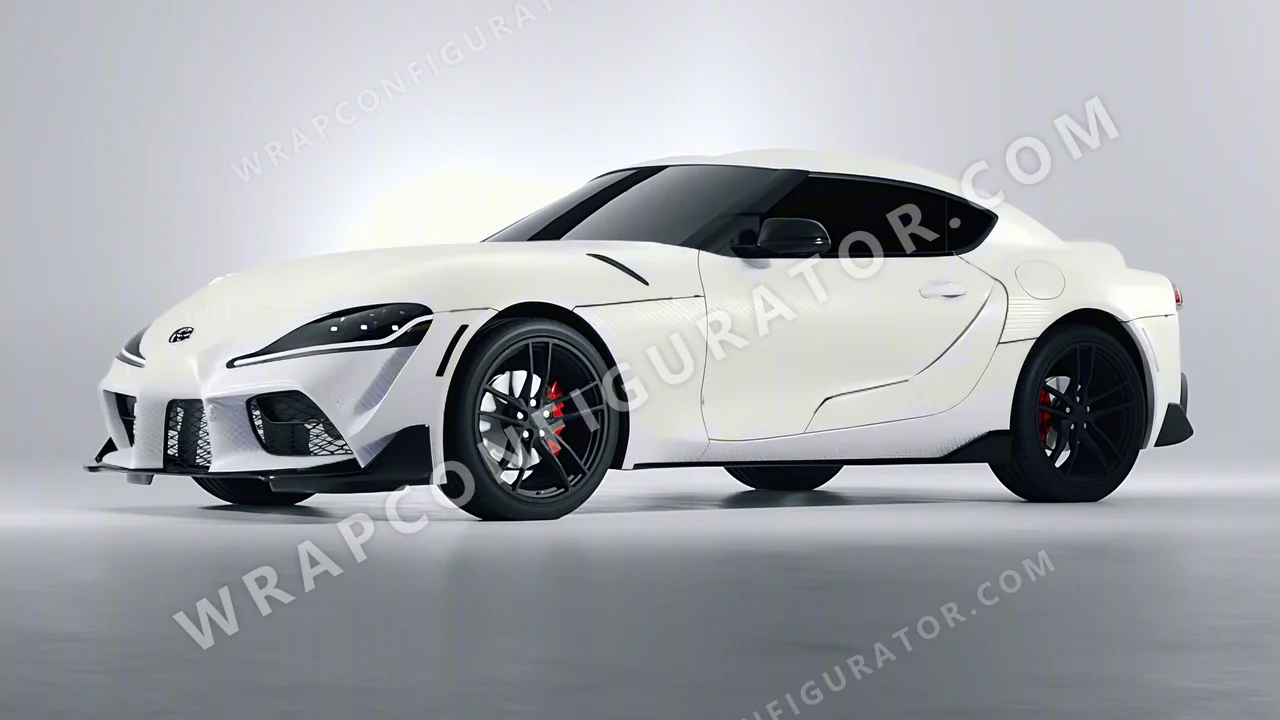 White Toyota Supra GR 2020 wrapped in 3M Carbon Fiber White CFS10