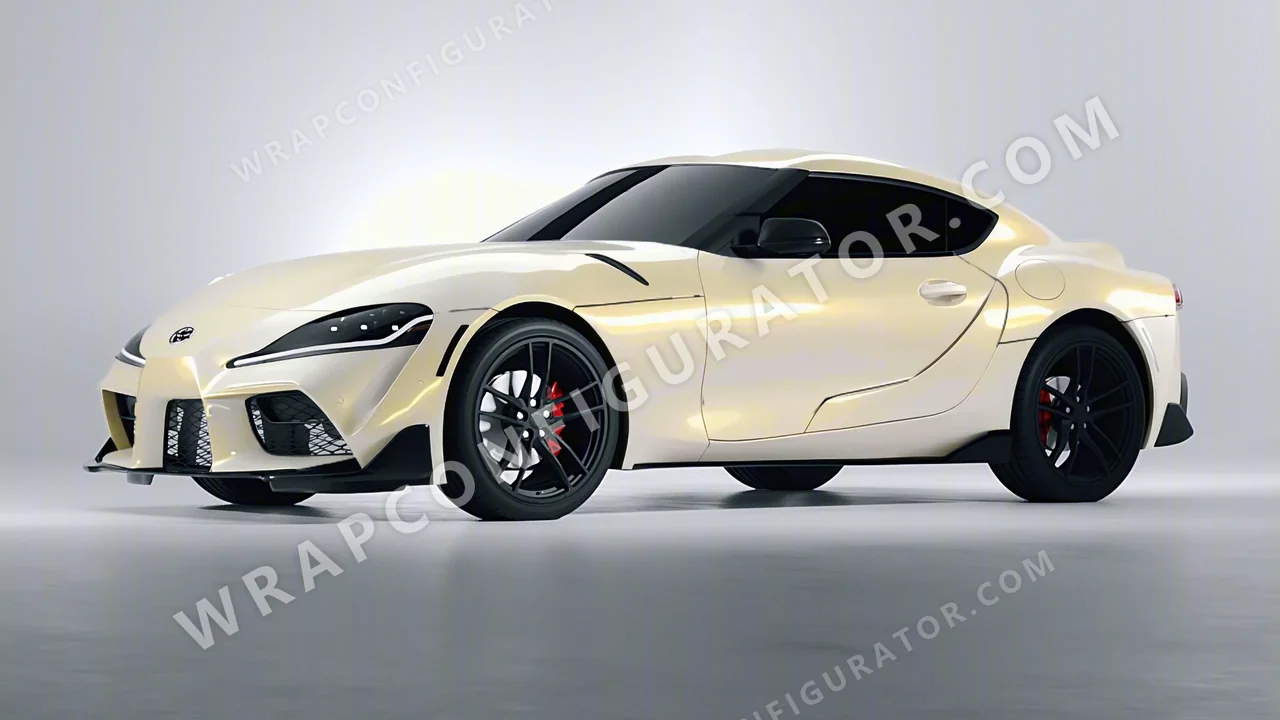 White Toyota Supra GR 2020 wrapped in 3M Gloss White Gold Sparkle GP240