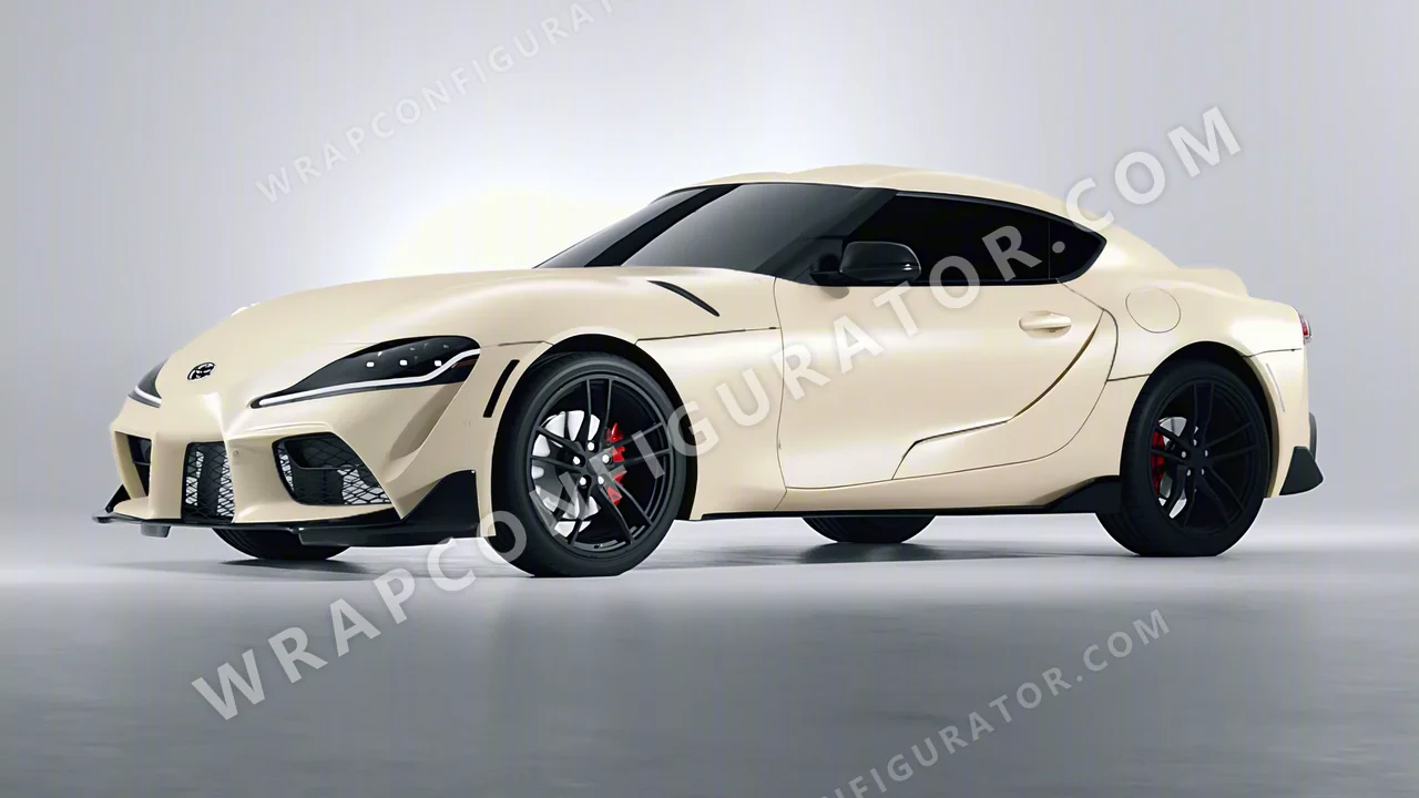 White Toyota Supra GR 2020 wrapped in 3M Satin Frozen Vanilla SP240