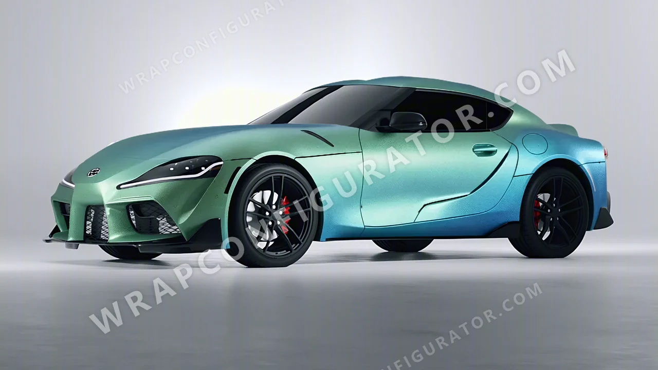 White Toyota Supra GR 2020 wrapped in KPMF Arctic Borealis K75509