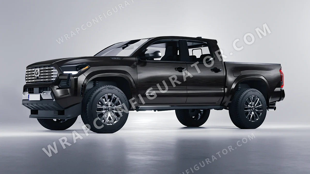 Black Toyota Tacoma 2024 wrapped in 3M Brushed Black Metallic BR212