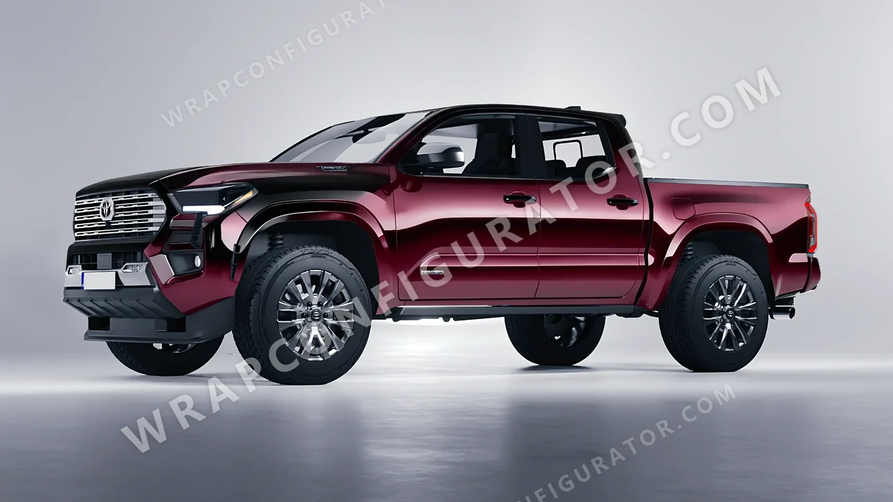 Black Toyota Tacoma 2024 wrapped in 3M Gloss Black Rose GP99