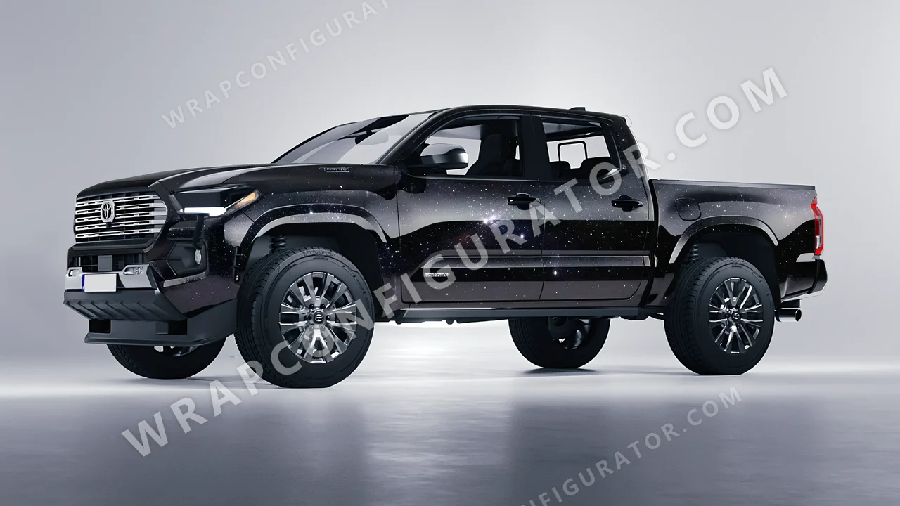 Black Toyota Tacoma 2024 wrapped in 3M Gloss Galaxy Black GP292