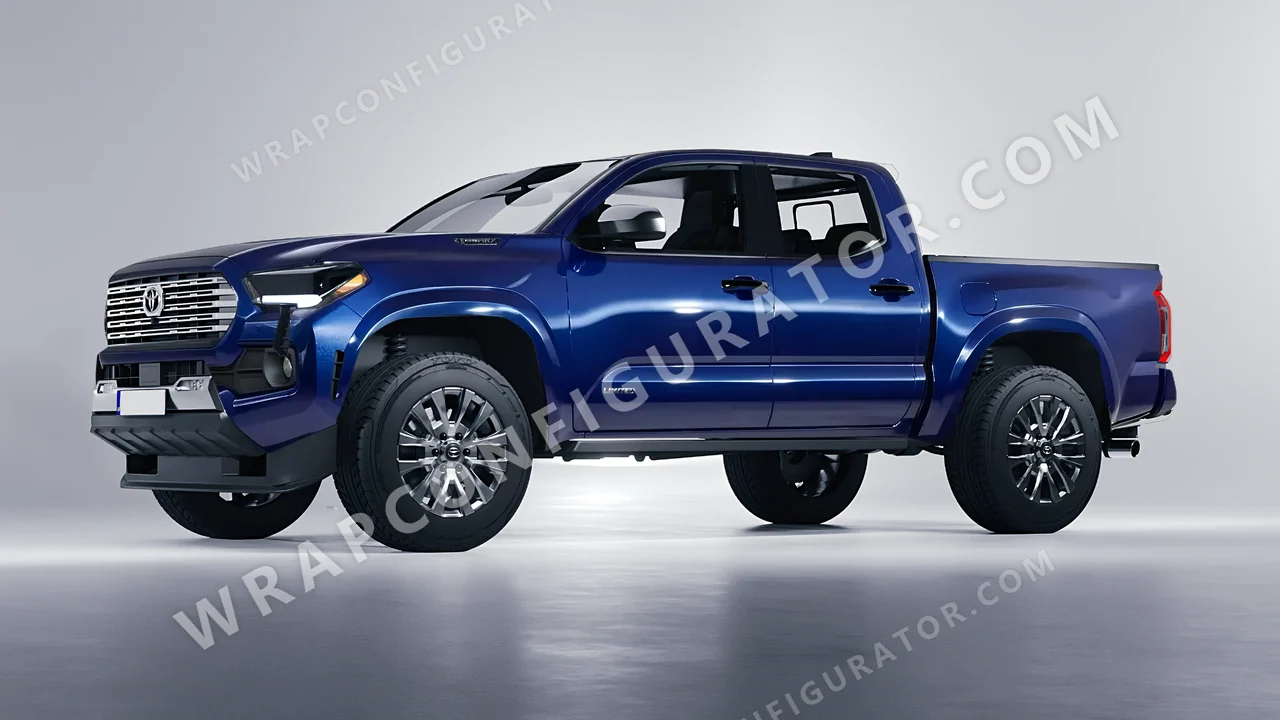 Black Toyota Tacoma 2024 wrapped in 3M Gloss Midnight Blue GP272