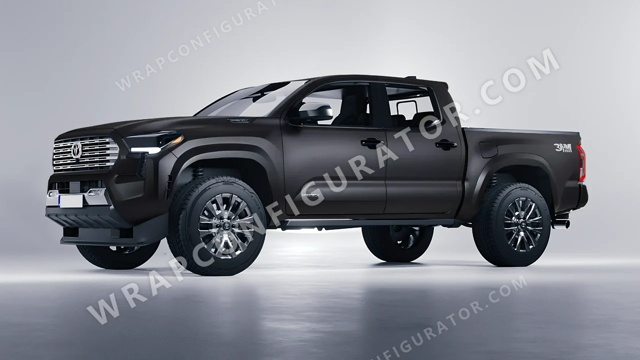 Black Toyota Tacoma 2024 wrapped in 3M Matte Black M12