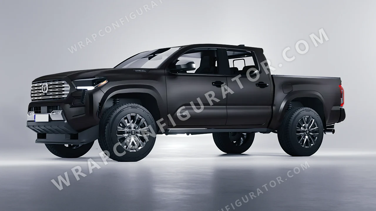 Black Toyota Tacoma 2024 wrapped in 3M Matte Deep Black M22