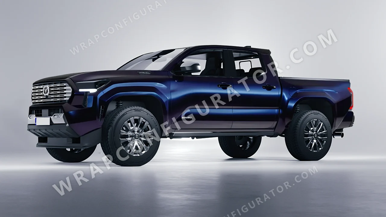 Black Toyota Tacoma 2024 wrapped in KPMF Blue Black Iridescent K75469