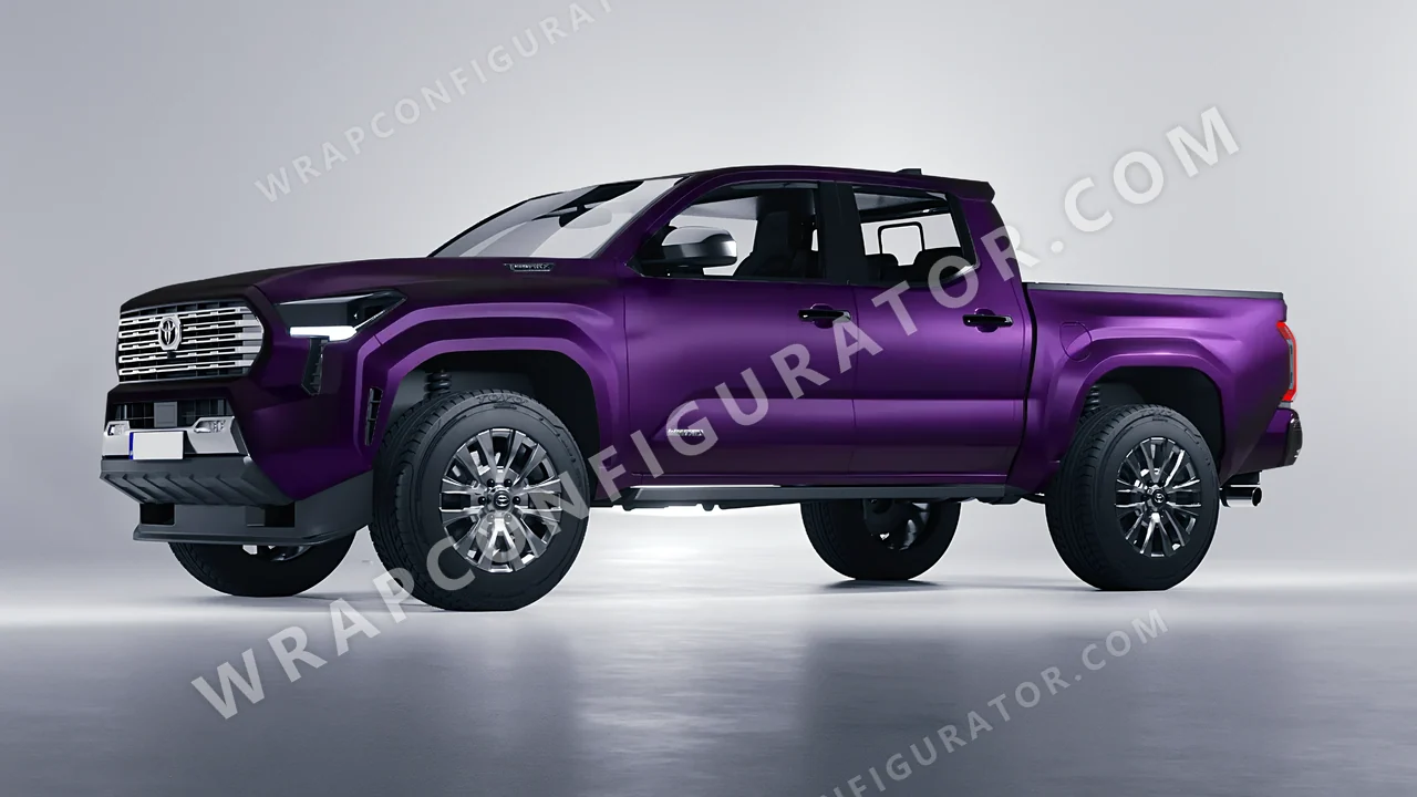 Black Toyota Tacoma 2024 wrapped in KPMF Frozen Midnight Purple K75570