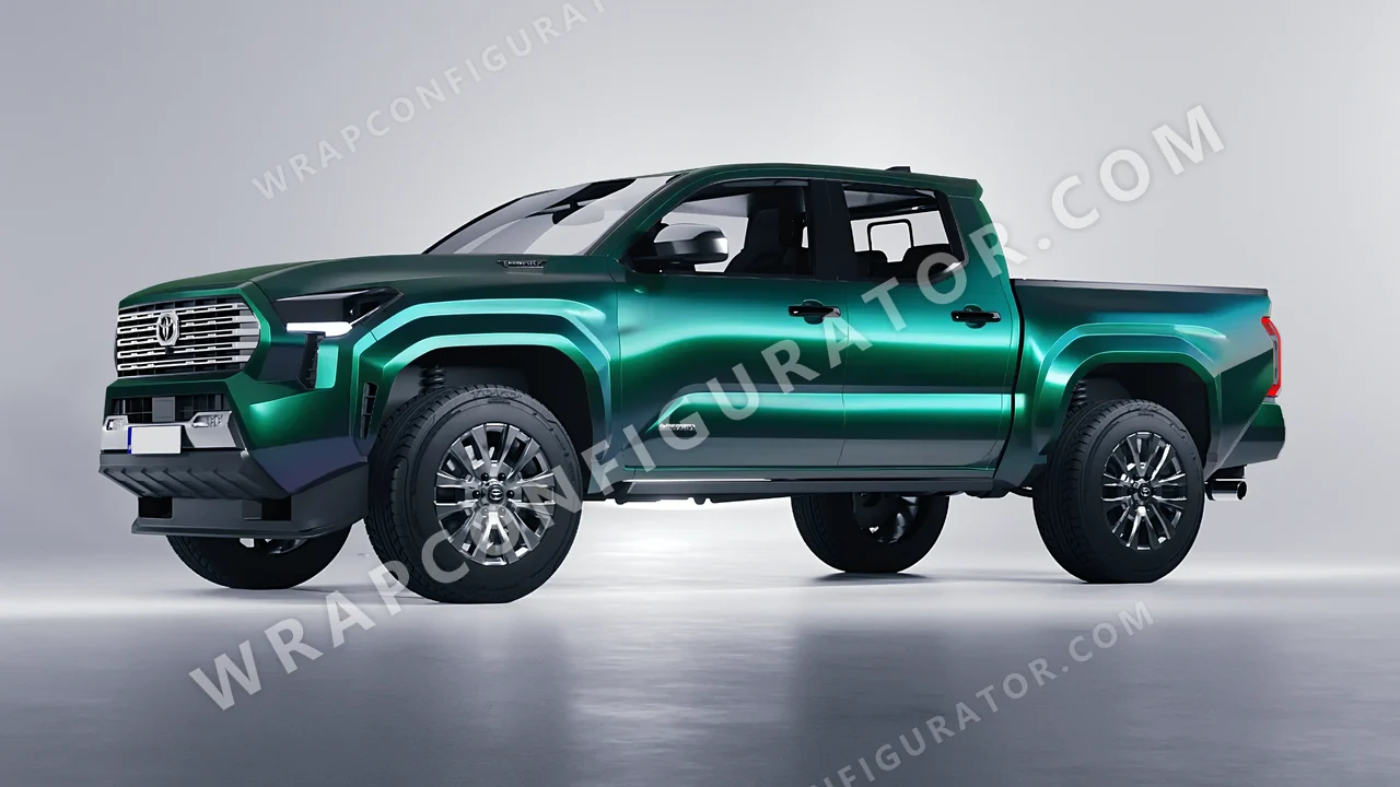 Black Toyota Tacoma 2024 wrapped in KPMF Green Black Iridescent K75460