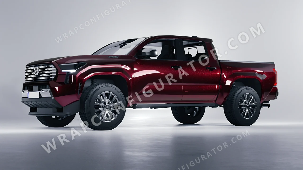 Black Toyota Tacoma 2024 wrapped in KPMF Midnight Crimson Bloom K75447