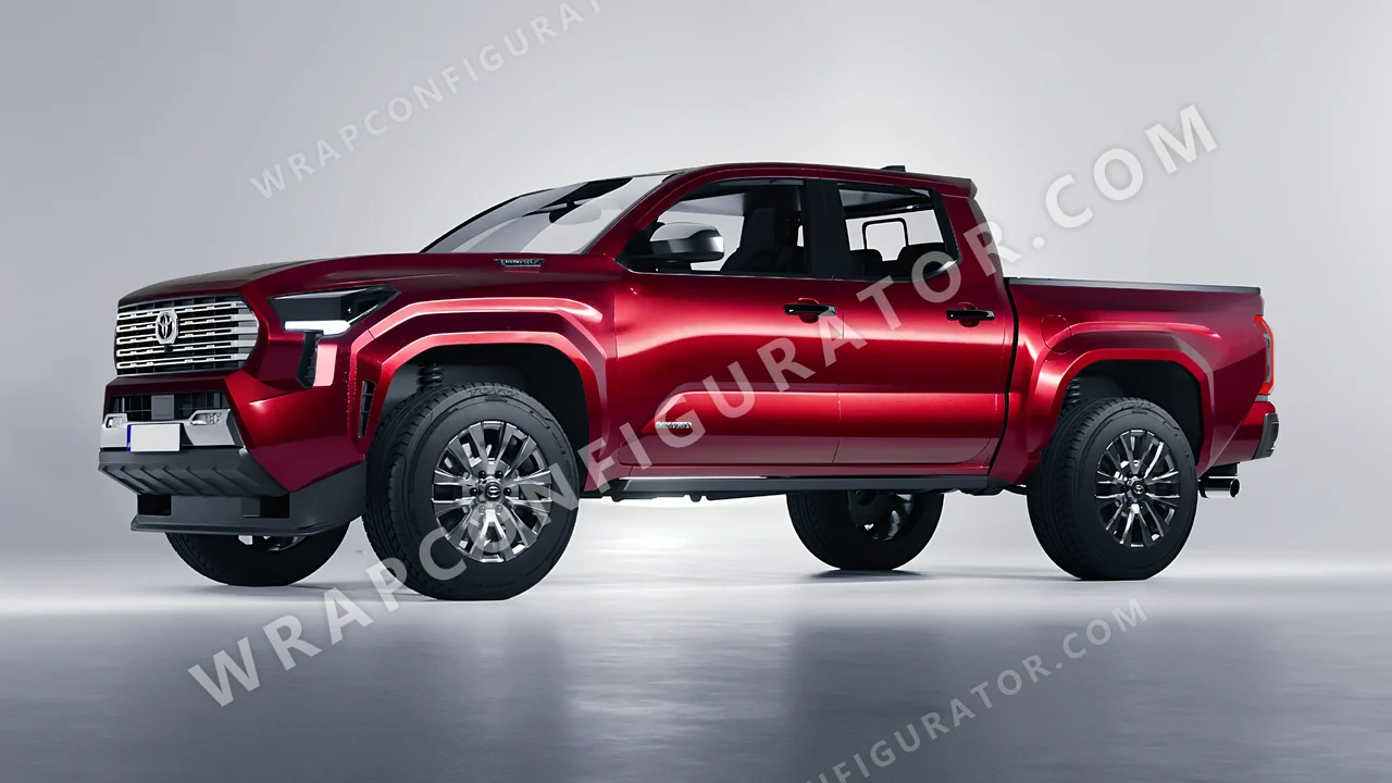 Black Toyota Tacoma 2024 wrapped in KPMF Red Black Iridescent K75408