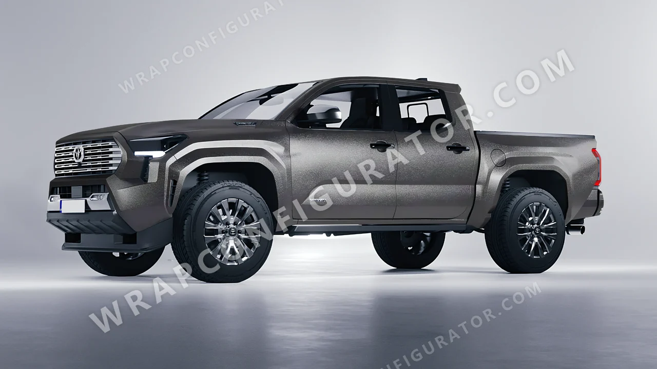 Black Toyota Tacoma 2024 wrapped in ORACAL Graphite 970RA-932M