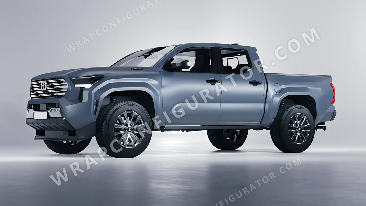 Blue Toyota Tacoma 2024 wrapped in 3M Lunar Blue S87