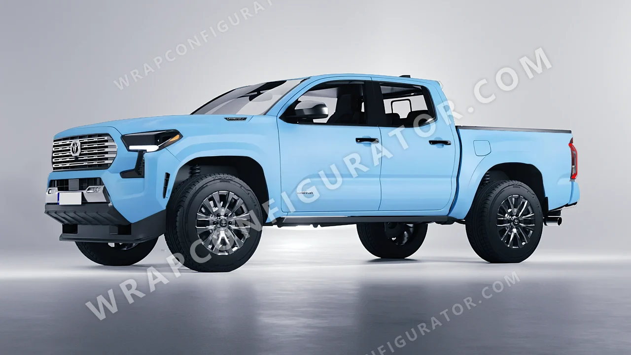 Blue Toyota Tacoma 2024 wrapped in 3M Matte Riviera Blue M67