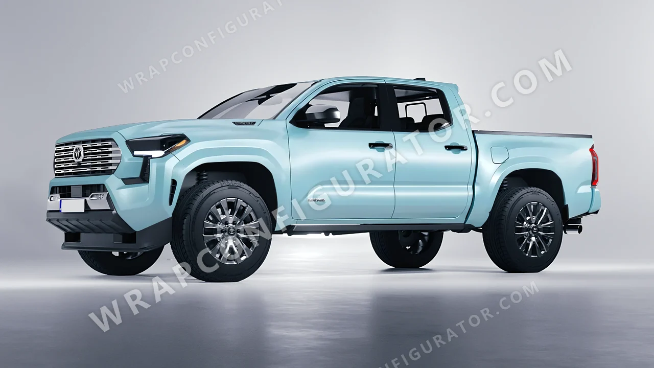 Blue Toyota Tacoma 2024 wrapped in 3M Satin Key West S57
