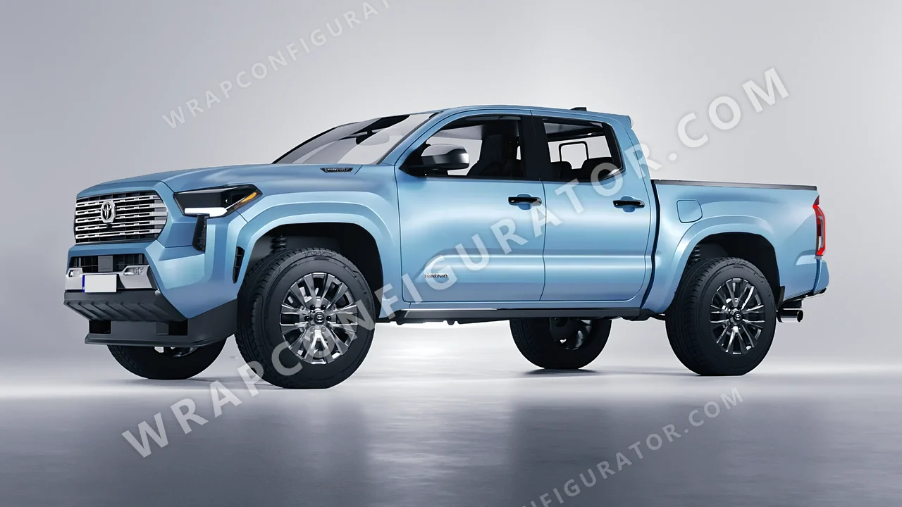 Blue Toyota Tacoma 2024 wrapped in 3M Satin Ocean Shimmer S327